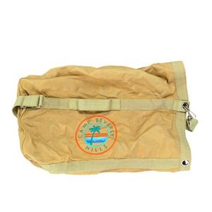 Vintage 80s Camp Beverly Hills Beige Rucksack Oversize Beach Travel Duffle Bag
